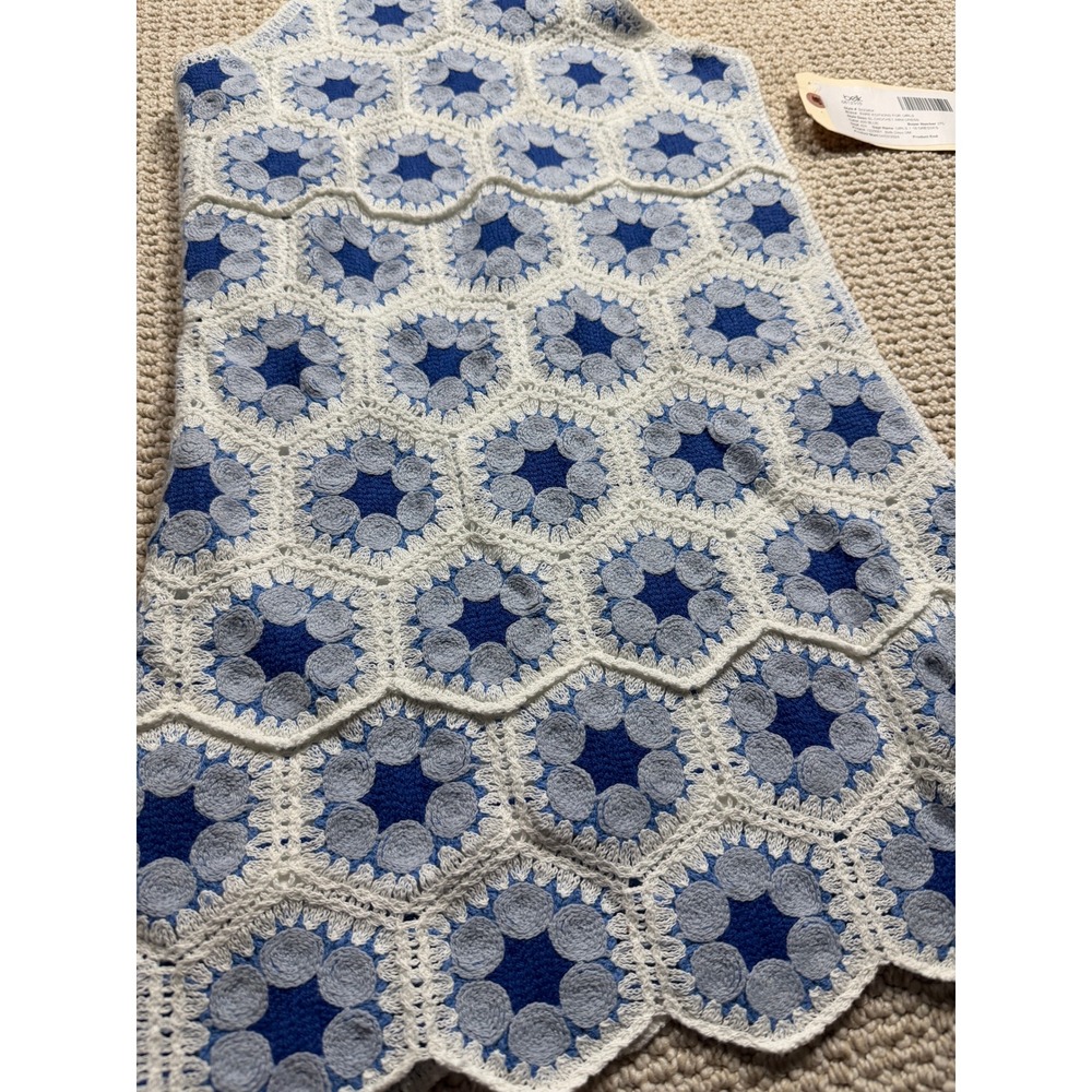 Rare Edition Kids‎ Crotche Dress Girl Size 10 Blue Floral Soft Chic Boho Peasant - Picture 2 of 6